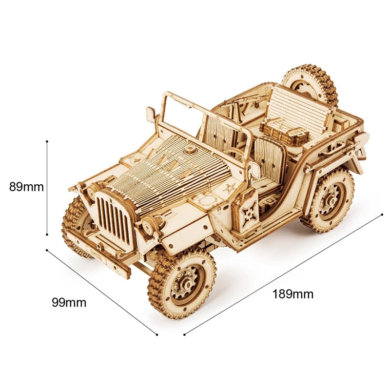 Robotime ROKR Army Jeep Car 3D Wooden Puzzle Model Toys Building Kits for Children Kids Birthday Christmas Gifts MC701 Dropship