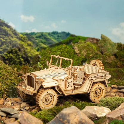 Robotime ROKR Army Jeep Car 3D Wooden Puzzle Model Toys Building Kits for Children Kids Birthday Christmas Gifts MC701 Dropship