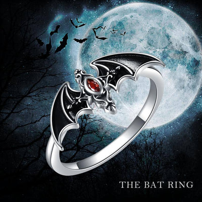 Bat Ring 925 Sterling Sliver Goth Cross Jewelry Cute Animal Ring