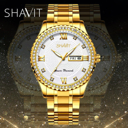 Men's Gold Watch Stainless Steel Quartz Wristwatch For MEN Relojes De Hombre