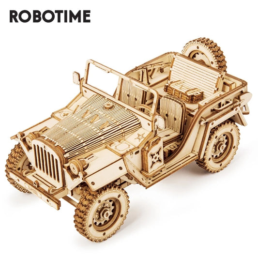 Robotime ROKR Army Jeep Car 3D Wooden Puzzle Model Toys Building Kits for Children Kids Birthday Christmas Gifts MC701 Dropship