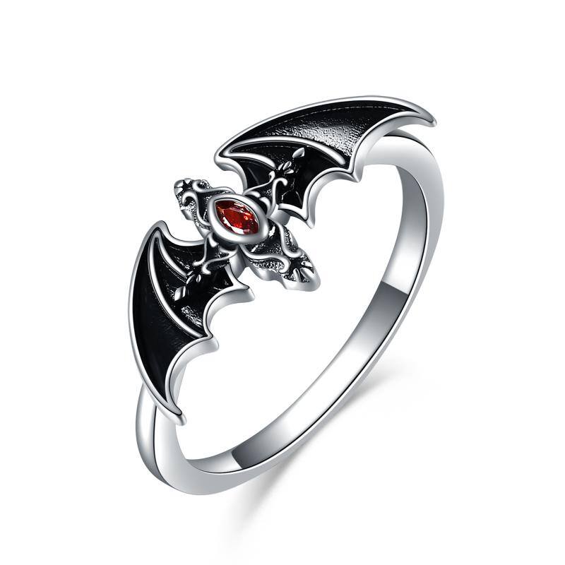 Bat Ring 925 Sterling Sliver Goth Cross Jewelry Cute Animal Ring