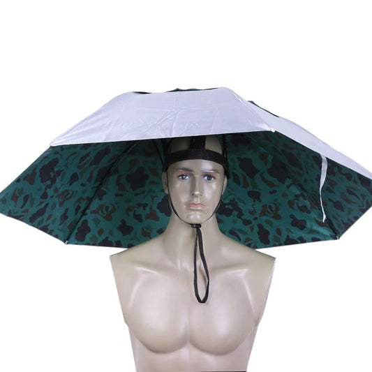 Outdoor Foldable Head Umbrella Hat Anti-Rain Anti-UV Fishing Caps Portable Travel Hiking Beach Fishing Umbrellas Hat Rain Gear